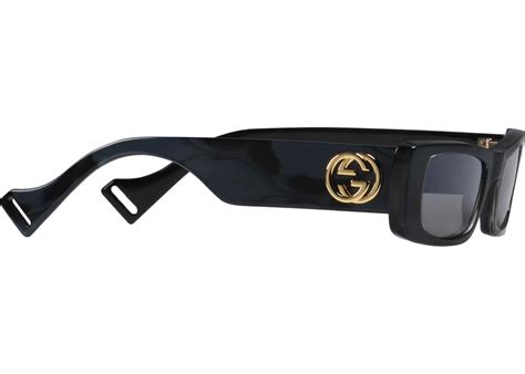 gucci 491397 j0740 7131|Gucci Rectangular Sunglasses Shiny Black/Gold .